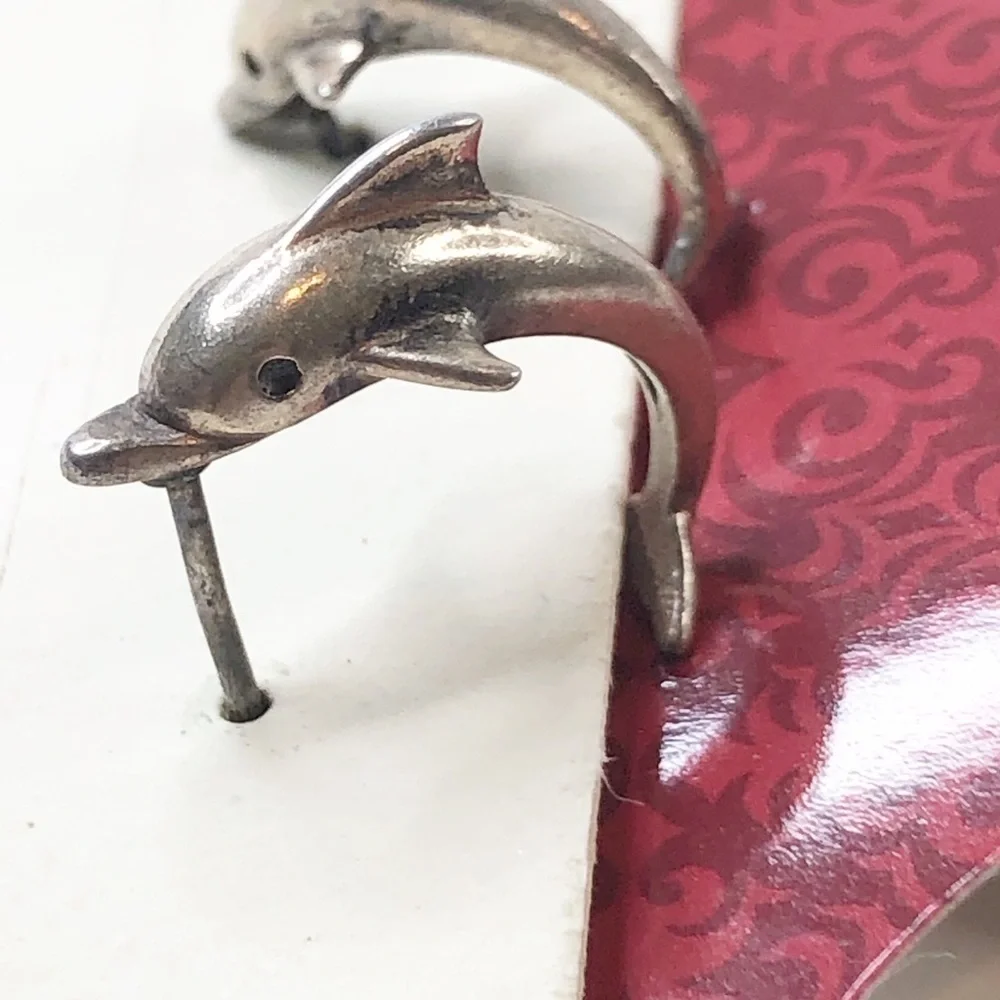 Sterling Silver Dolphin Link Bracelet & Earrings